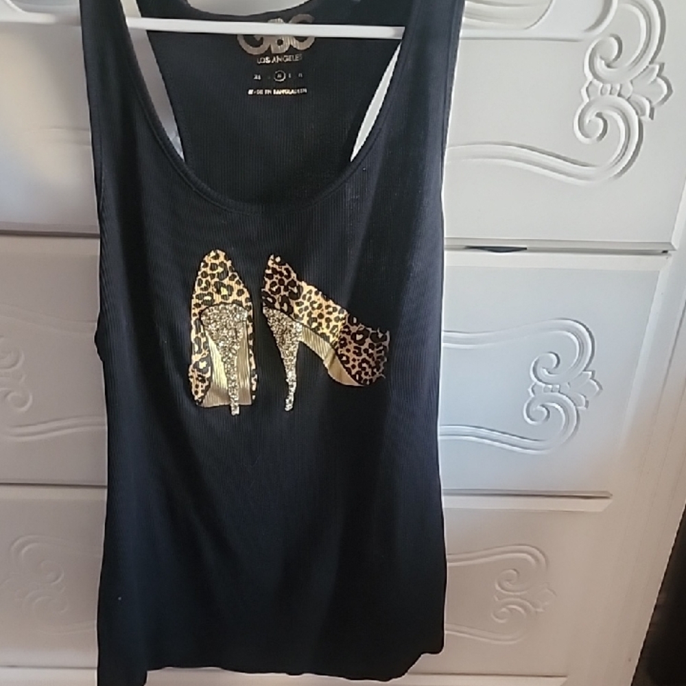 Guess Black Tank Top with Leopard Print Heels